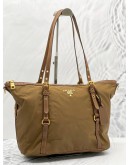 PRADA RE-NYLON TESSUTO TOTE SHOULDER BAG IN BROWN