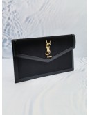 (SALE) (UNUSED) 2020 YSL SAINT LAURENT UPTOWN FLAP POUCH BLACK FABRIC / LEATHER -FULL SET-