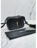 (LIKE NEW) 2019 YSL SAINT LAURENT MARSUPIO LOU TASSEL BELT / CROSSBODY BAG IN BLACK CHEVRON QUILTED LEATHER 