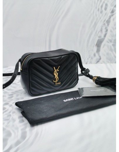 (LIKE NEW) 2019 YSL SAINT LAURENT MARSUPIO LOU TASSEL BELT / CROSSBODY BAG IN BLACK CHEVRON QUILTED LEATHER 