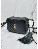 (LIKE NEW) 2019 YSL SAINT LAURENT MARSUPIO LOU TASSEL BELT / CROSSBODY BAG IN BLACK CHEVRON QUILTED LEATHER 