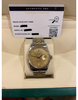 ROLEX DATEJUST 36 HALF 18K 750 YELLOW GOLD REF 16013 36MM AUTOMATIC WATCH