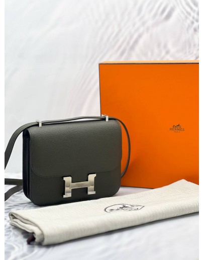 (LIKE NEW) 2021 HERMES CONSTANCE 18 VEAU EPSOM GRAPHITE PHW-FULL SET- 