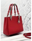 MICHAEL KORS CYNTHIA TOTE SHOULDER / CROSSBODY BAG IN RED CALFSKIN LEATHER