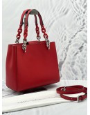 MICHAEL KORS CYNTHIA TOTE SHOULDER / CROSSBODY BAG IN RED CALFSKIN LEATHER