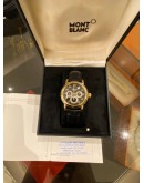 2013 MONTBLANC MEISTERSTUCK DUAL TIME REF 7014 GOLD PLATED 37MM AUTOMATIC WATCH -FULL SET-