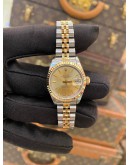 (LIKE NEW) 1999 ROLEX LADY DATEJUST REF 69173 HALF 18K 750 YELLOW GOLD 26MM AUTOMATIC WATCH -FULL SET-