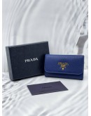 (UNUSED) PRADA 6 KEY HOLDER IN BLUE VITELLO DAINO LEATHER -FULL SET-