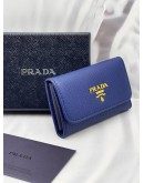 (UNUSED) PRADA 6 KEY HOLDER IN BLUE VITELLO DAINO LEATHER -FULL SET-