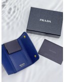 (UNUSED) PRADA 6 KEY HOLDER IN BLUE VITELLO DAINO LEATHER -FULL SET-