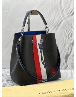 2018 LOUIS VUITTON LIMITED EDITION MEDIUM NEONOE BLACK EPI LEATHER WITH RED / WHITE STRIPE