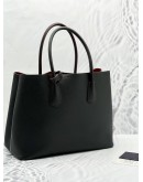 PRADA LARGE DOUBLE TOTE BLACK SAFFIANO LEATHER TOP HANDLE BAG 