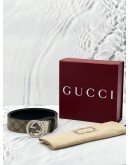 GUCCI REVERSIBLE GG SUPREME CANVAS / BLACK INTERLOCKING G BUCKLE BELT SIZE 85/34 -FULL SET-