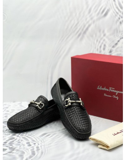 SALVATORE FERRAGAMO BLACK PARIGI LOAFER SIZE 6 -FULL SET-