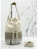 MIU MIU NAPA STARLIGHT BUCKET BAG WITH CRYSTAL FRINGE IN WHITE LEATHER