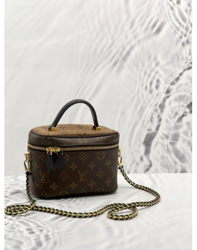 2023 MICROCHIP LOUIS VUITTON VANITY PM MONOGRAM REVERSE CANVAS WITH LONG STRAP 