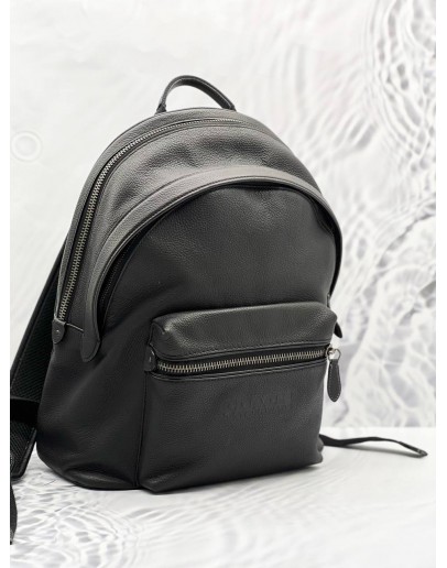 COACH MEDIUM CHARTER BACKPACK IN BLACK PEBBLED LEATHER