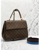 2017 LOUIS VUITTON CLUNY MM BROWN MONOGRAM CANVAS TOP HANDLE BAG WITH REMOVABLE STRAP