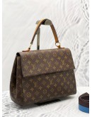 2017 LOUIS VUITTON CLUNY MM BROWN MONOGRAM CANVAS TOP HANDLE BAG WITH REMOVABLE STRAP