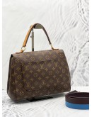 2017 LOUIS VUITTON CLUNY MM BROWN MONOGRAM CANVAS TOP HANDLE BAG WITH REMOVABLE STRAP