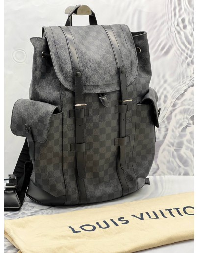 2018 LOUIS VUITTON CHRISTOPHER PM RUCKSACK BACKPACK IN BLACK DAMIER GRAPHITE CANVAS