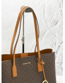 MICHAEL KORS RUTHIE LARGE TOTE SHOULDER BAG IN BROWN CANVAS / LEATHER 