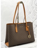 MICHAEL KORS RUTHIE LARGE TOTE SHOULDER BAG IN BROWN CANVAS / LEATHER 