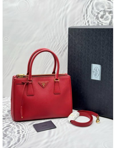 PRADA MEDIUM GALLERIA IN RED SAFFIANO LUX LEATHER -FULL SET-