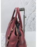 PRADA DARK RED VITELLO DAINO LEATHER TOTE HANDLE BAG WITH STRAP 