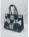 MICHAEL KORS NAVY BLUE LEATHER & SUEDE MERCER FLORAL TOTE BAG 