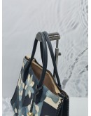 MICHAEL KORS NAVY BLUE LEATHER & SUEDE MERCER FLORAL TOTE BAG 