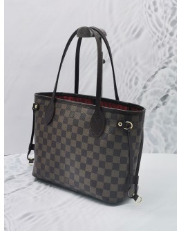 (LIKE NEW) LOUIS VUITTON NEVERFULL PM BROWN DAMIER EBENE CANVAS TOTE BAG  