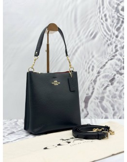 COACH MOLLIE SHOULDER BAG AND CROSSBODY BAG IN BLACK PEBBLED LEATHER