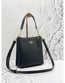 COACH MOLLIE SHOULDER BAG AND CROSSBODY BAG IN BLACK PEBBLED LEATHER