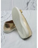 SALVATORE FERRAGAMO METALLIC GOLD LEATHER NOVELLO BOW SLIP ON FLATS SIZE 5