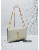 2022 YSL SAINT LAURENT CREAM MEDIUM KATE GOLD CHAIN BAG 