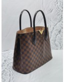 LOUIS VUITTON KENSINGTON V LOGO TOP HANDLE BAG IN BROWN DAMIER EBENE CANVAS 