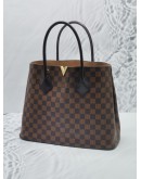 LOUIS VUITTON KENSINGTON V LOGO TOP HANDLE BAG IN BROWN DAMIER EBENE CANVAS 