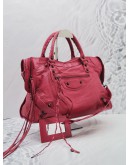 BALENCIAGA CLASSIC CITY BAG IN ROSE PINK AGED CALFSKIN LEATHER