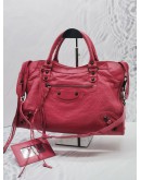 BALENCIAGA CLASSIC CITY BAG IN ROSE PINK AGED CALFSKIN LEATHER