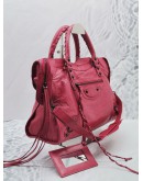 BALENCIAGA CLASSIC CITY BAG IN ROSE PINK AGED CALFSKIN LEATHER