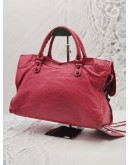 BALENCIAGA CLASSIC CITY BAG IN ROSE PINK AGED CALFSKIN LEATHER