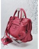 BALENCIAGA CLASSIC CITY BAG IN ROSE PINK AGED CALFSKIN LEATHER