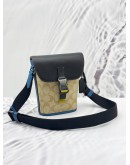 COACH TRACK SMALL SIGNATURE FLAP CROSSBODY BAG IN COLOR-BLOCK CANVAS AND CALFSKIN LEATHER