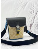 COACH TRACK SMALL SIGNATURE FLAP CROSSBODY BAG IN COLOR-BLOCK CANVAS AND CALFSKIN LEATHER