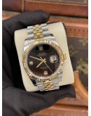 (LIKE NEW) 2017 ROLEX DATEJUST 36 REF 116233 HALF 18K 750 YELLOW GOLD BLACK DIAMOND DIAL 36MM AUTOMATIC WATCH