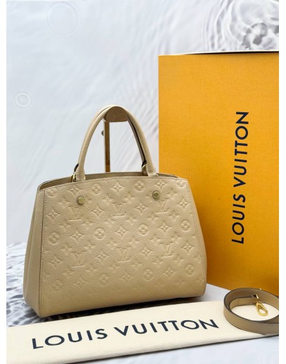 LOUIS VUITTON MONTAIGNE MM BAG IN BEIGE MONOGRAM EMPREINTE LEATHER -FULL SET-