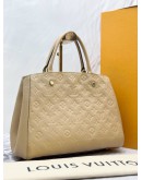 LOUIS VUITTON MONTAIGNE MM BAG IN BEIGE MONOGRAM EMPREINTE LEATHER -FULL SET-