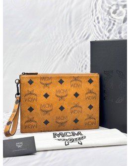 (BRAND NEW) 2025 MCM AREN POUCH IN BROWN VISETOS LEATHER -FULL SET-