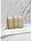 (UNUSED) MICHAEL KORS JADE RUFFLED CROSSBODY BAG IN BEIGE CALFSKIN LEATHER